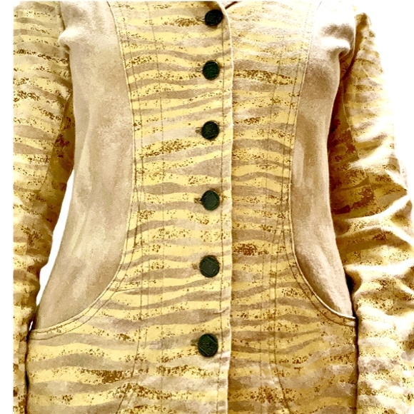 RARE Legatte Jeans Yellow Animal Print Jacket Skirt Set - Picture 8 of 15